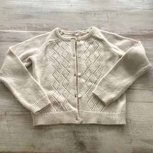Bonpoint cherry Cream pointelle knit sweater size 8 alpaca blend
